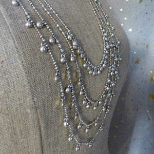 Lucky Brand Quadruple-Strand Silver Beaded Necklace - Boho Western Vibes